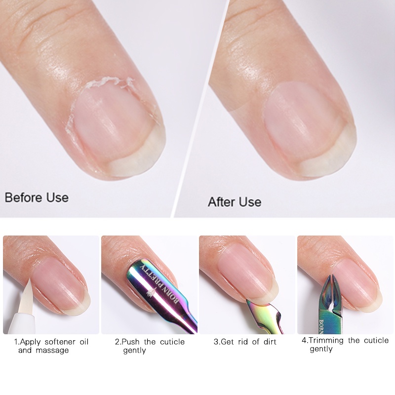 Kềm inox BORN PRETTY bỏ da chết màu cầu vồng