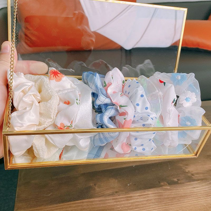 Dây buộc tóc scrunchies vải nhiều mẫu nhiều hoạ tiết xinh xắn, dây cột tóc scrunchies