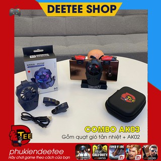 Combo nút bắn auto tap + quạt tản nhiệt gió memo ak03 - hỗ trợ chơi game pubg, codm, freefire...