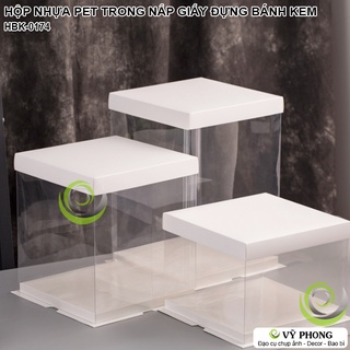 HỘP NHỰA PET NẮP GIẤY ĐẾ NHỰA ĐỰNG BÁNH KEM HỘP ĐỰNG BÁNH MICA TRONG SUỐT TRƯNG BÀY TRANG TRÍ BÁNH SINH NHẬT HBK-0174