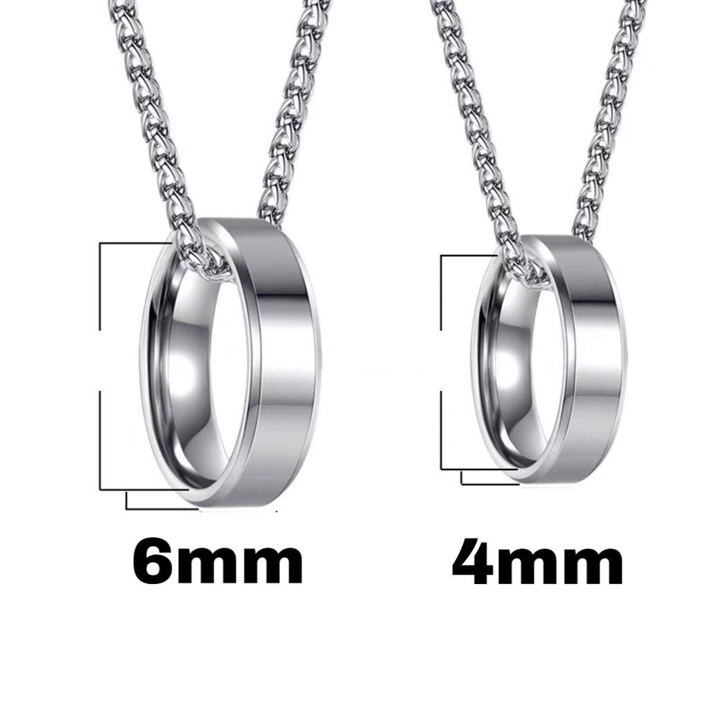 dây chuyền vòng cổ phối nhẫn titan không gỉ dây chuyền titan đôi unisex
