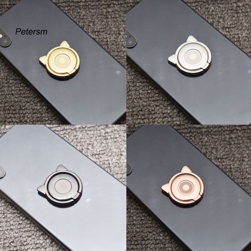[PE]Universal Rotated Cute Cat Ears Metal Mobile Phone Finger Ring Holder Grip Stand