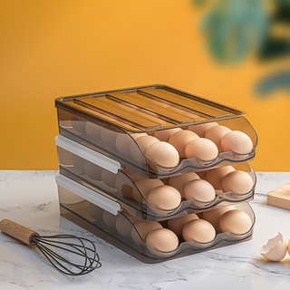 Creative Plastic Egg Box Automatic Rolling Easy Clean Saving Space with Lid