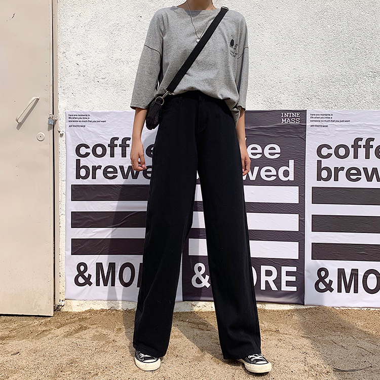 Quần denim ống rộng lưng cao phong cách trẻ trung 29645