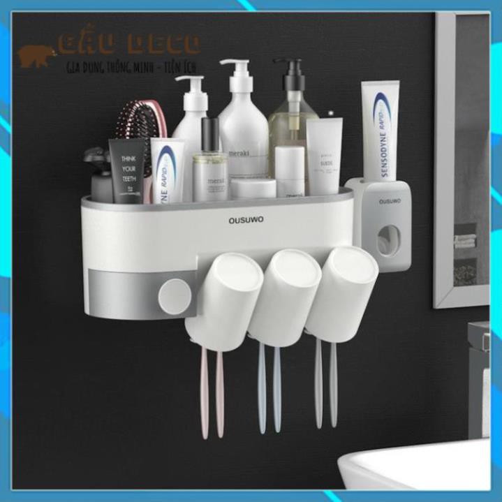 Kệ nhà tắm thông minh Ousuwo [FREESHIP] – Hàng chính hãng - Dán tường kèm cốc cao cấp