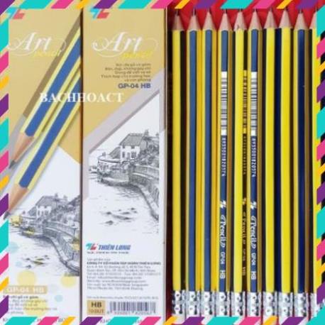 Hộp 10 Bút chì gỗ Thiên Long GP-04 , GP-01 - bút chì 2B, HB