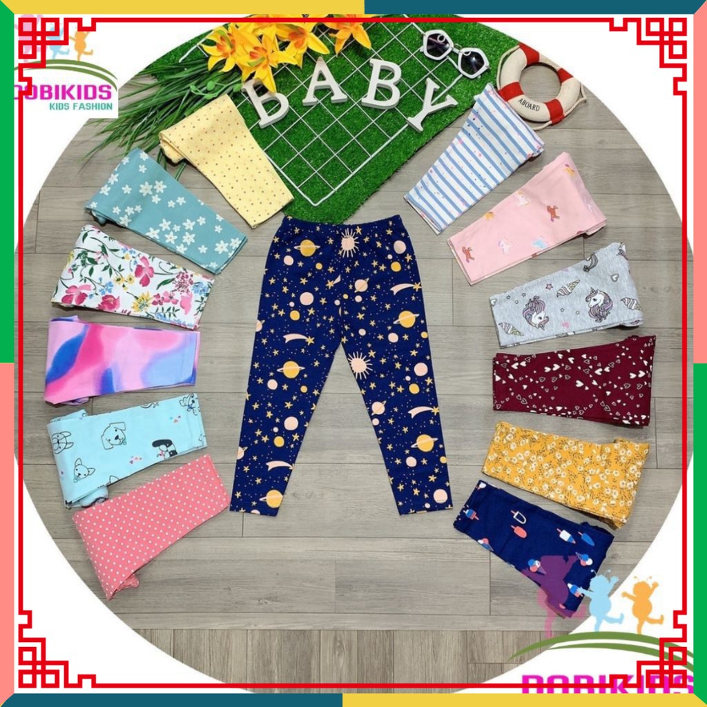 [7-15kg] Quần Legging Cho Bé Gái Set 3Cai Thun Cotton Xuất Mềm Co Giãn (7-16kg)