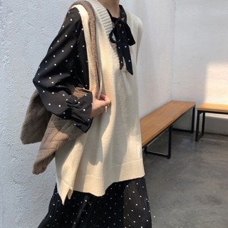 Áo gile len mỏng dáng dài Hàn Quốc
