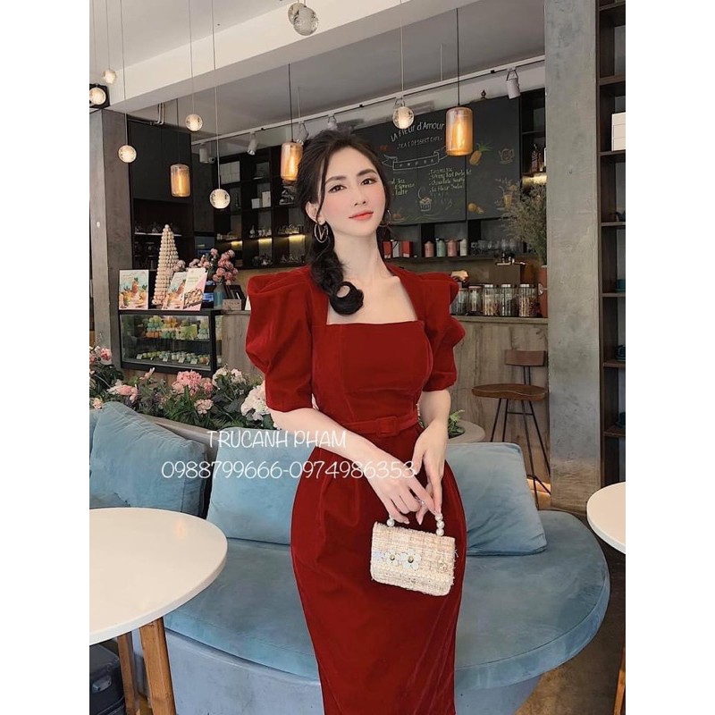 Váy body Nhung Kèm Đai