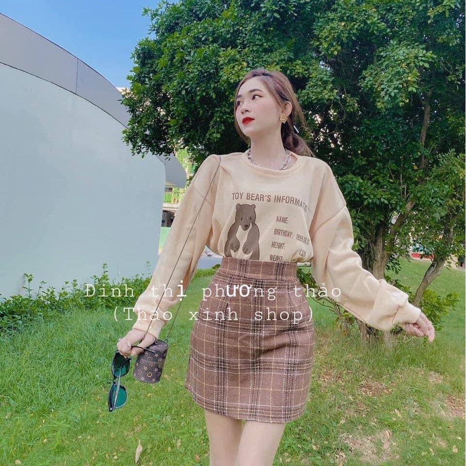 [Mã FAXANH55 giảm 10K đơn 50K] chân váy kẻ caro nâu dáng basic siêu xinh | BigBuy360 - bigbuy360.vn