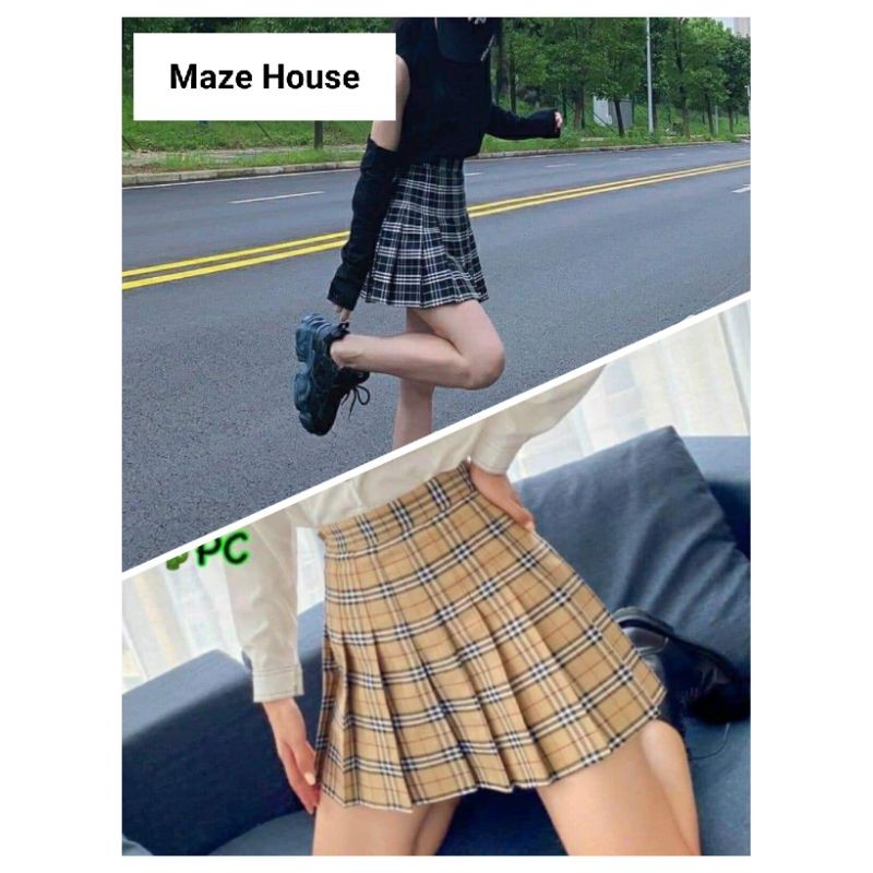 Chân váy xoè 💖Freeship💖 Chân váy Tennis caro kiểu dáng ulzzang