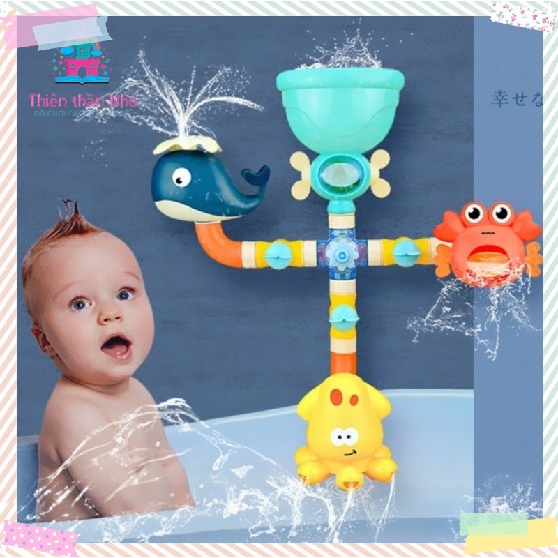 Bộ 4 ống phun nước hình sinh vật biển vui nhộn - Đồ chơi nhà tắm cho bé