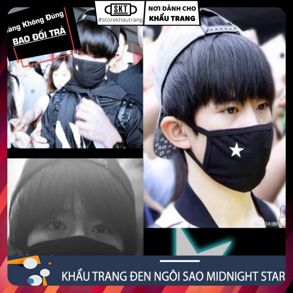 Khẩu Trang Đen Ngôi Sao Cao Cấp | Khẩu Trang Midnight Star Hàn Quốc