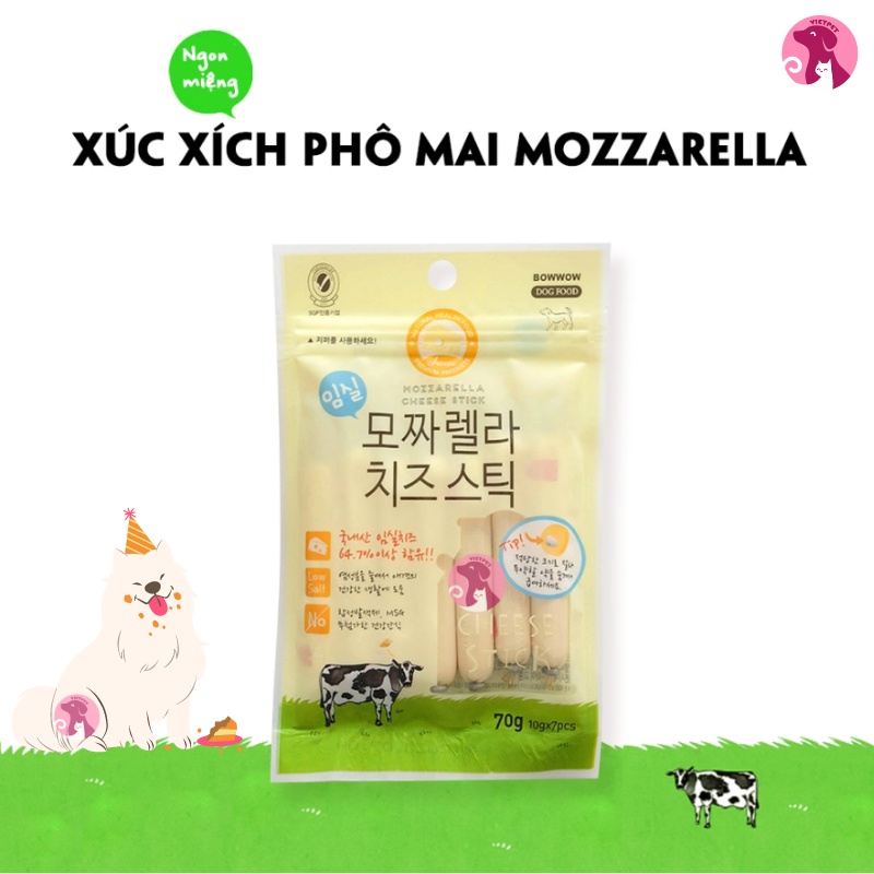 Xúc xích BOW BOW dành cho thú cưng, cún, chó cưng (Vị Phô Mai) NK Hàn Quốc