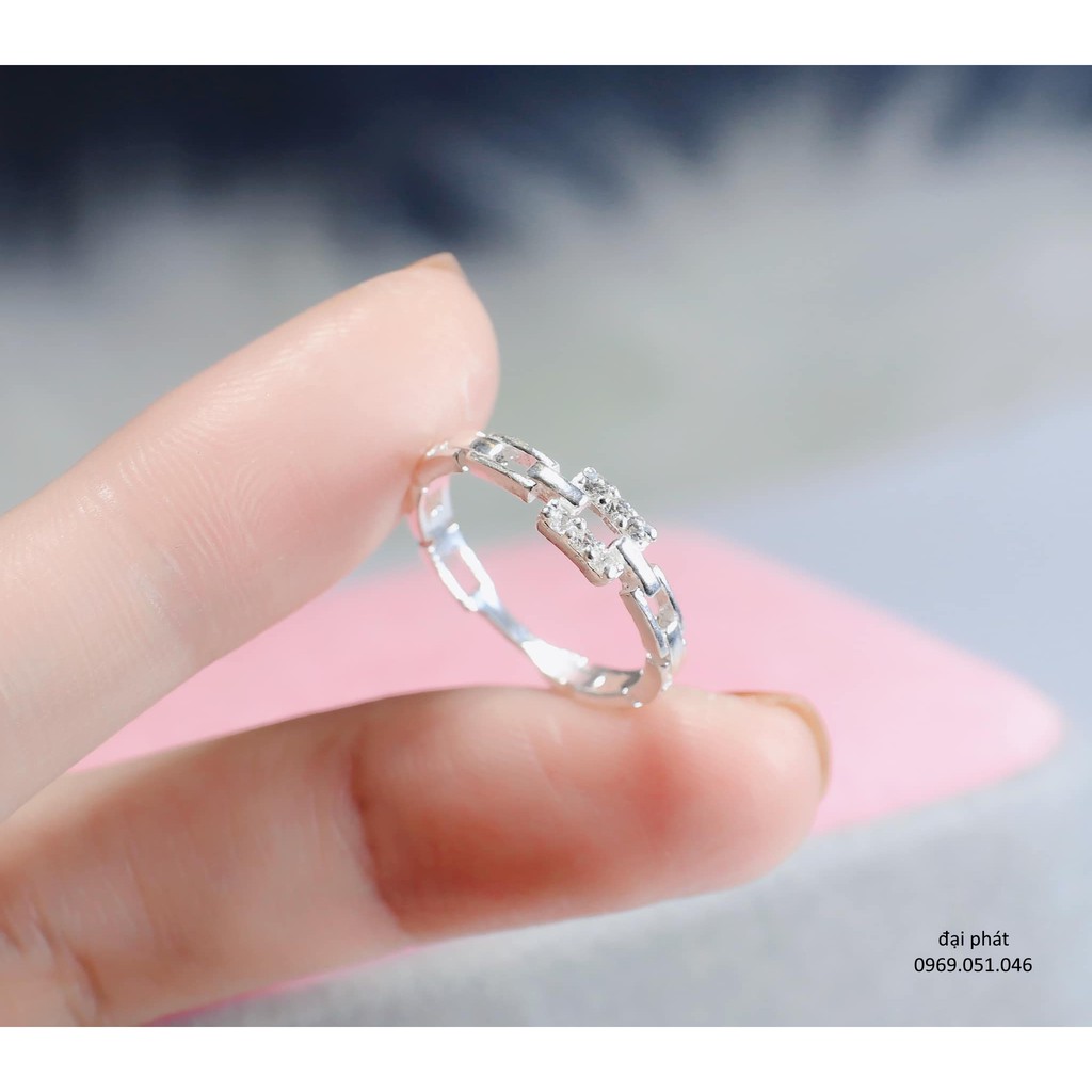 Nhẫn nữ bạc 925 đính đá đẹp , nhẫn dày dặn , bạc chuẩn 100%