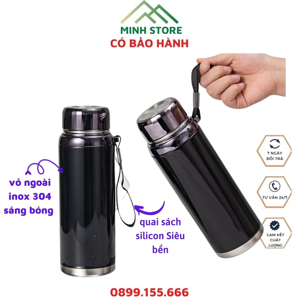 Bình giữ nhiệt nắp kim cương inox 1000ml bình nước giữ nhiệt