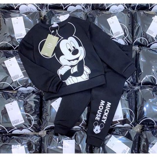 Set 2 bộ nỉ bông MICKEY đen - be