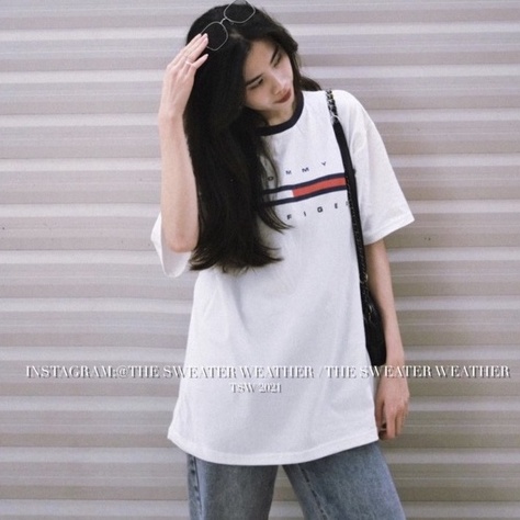 Áo phông tay lỡ form rộng unisex in họa tiết cổ tròn màu trắng đen tay ngắn  Áo thun cộc tay nữ hàn quốc bigsize đi học
