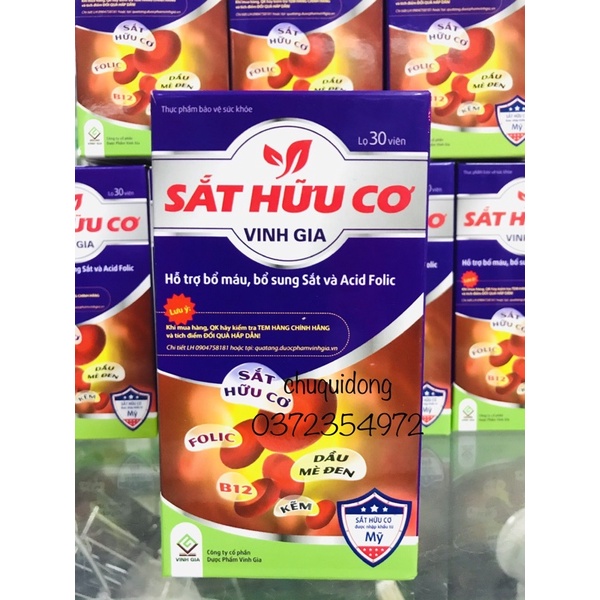 ✅ Sắt hữu cơ vinh gia lọ 30 viên không lo bị bón