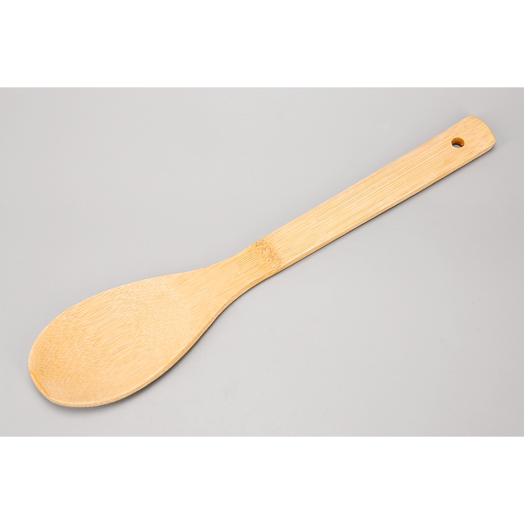 Vá cơm gỗ tre Cần Đước Long An không sơn tay cầm dài xới cơm nhanh chóng kích thước 30cm -Tonic Kalimba