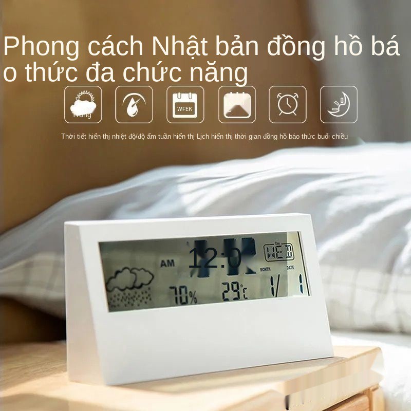 Đồng hồ báo thức học sinh thời trang đơn giản cô gái trái tim câm đầu giường phòng ngủ mẫu đèn nhỏ trong suốt