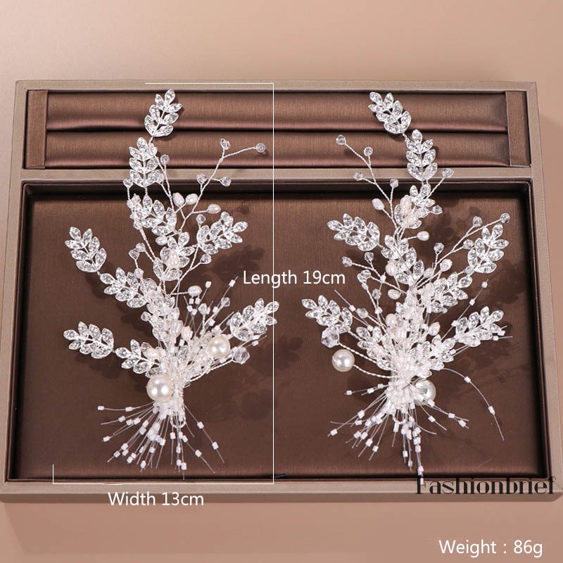 Set 2 kẹp tóc hoa đính đá lấp lánh cho cô dâu