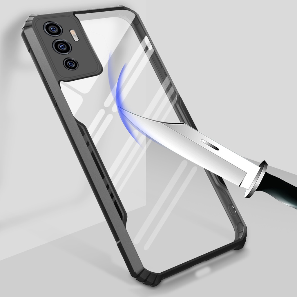 Ốp Điện Thoại Acrylic Trong Suốt Chống Rơi Có Vòng Đỡ Cho Vivo V23E V21E V21 4G 5G V20 SE