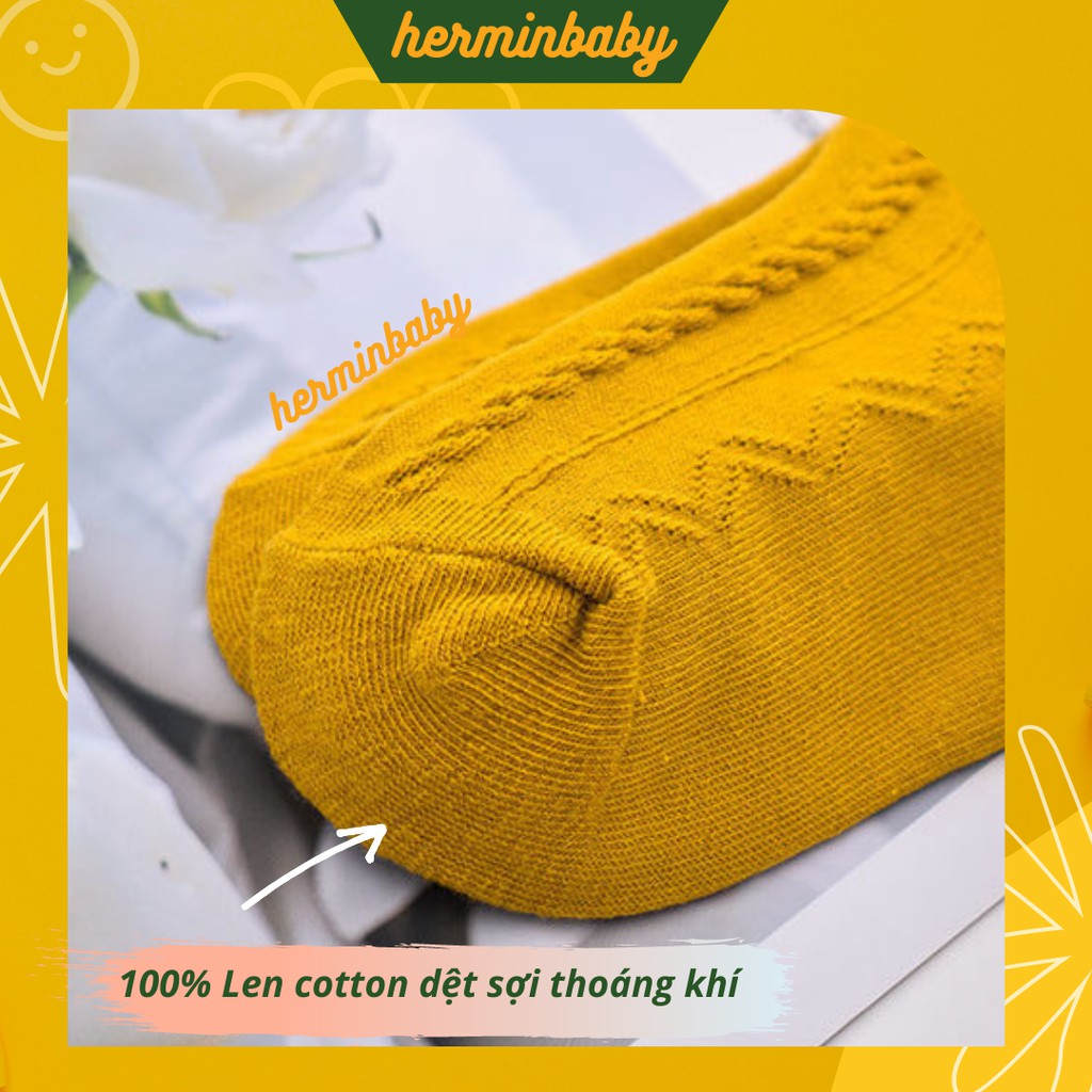 Tất cho bé 1-7 tuổi phong cách tất vintage nhiều màu 100% len cotton dệt sợi mềm êm thoáng khí