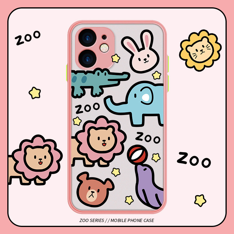 Cute Cartoon Zoo Shockproof TPU Phone Case for IPhone 11 Pro Max XR/XS/X Full-Coverd Anti-Scratch Protective Rubik's Cube Soft Case for IPhone 7 8 Plus 6 6S