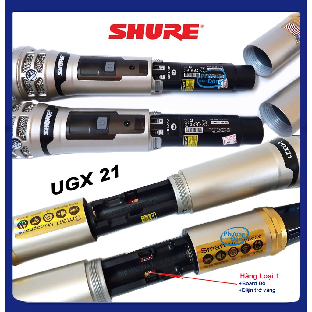 Micro không dây UGX21 Board đỏ 4 Anten Loại 1 cao cấp New 2019