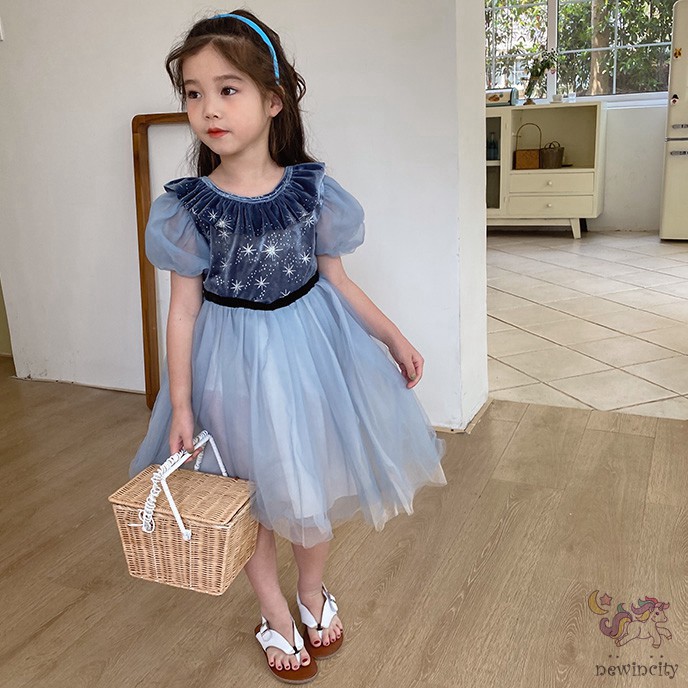 Đầm Công Chúa Phối Ren Dễ Thương Cho Bé Gái