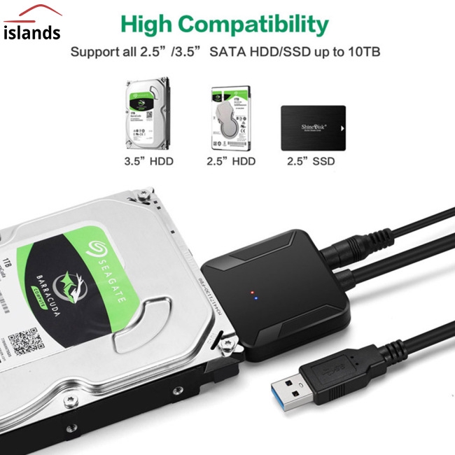 Dây cáp chuyển đổi USB 3.0 sang Sata kèm Adapter chuyển đổi nguồn điện AC 12v 2A