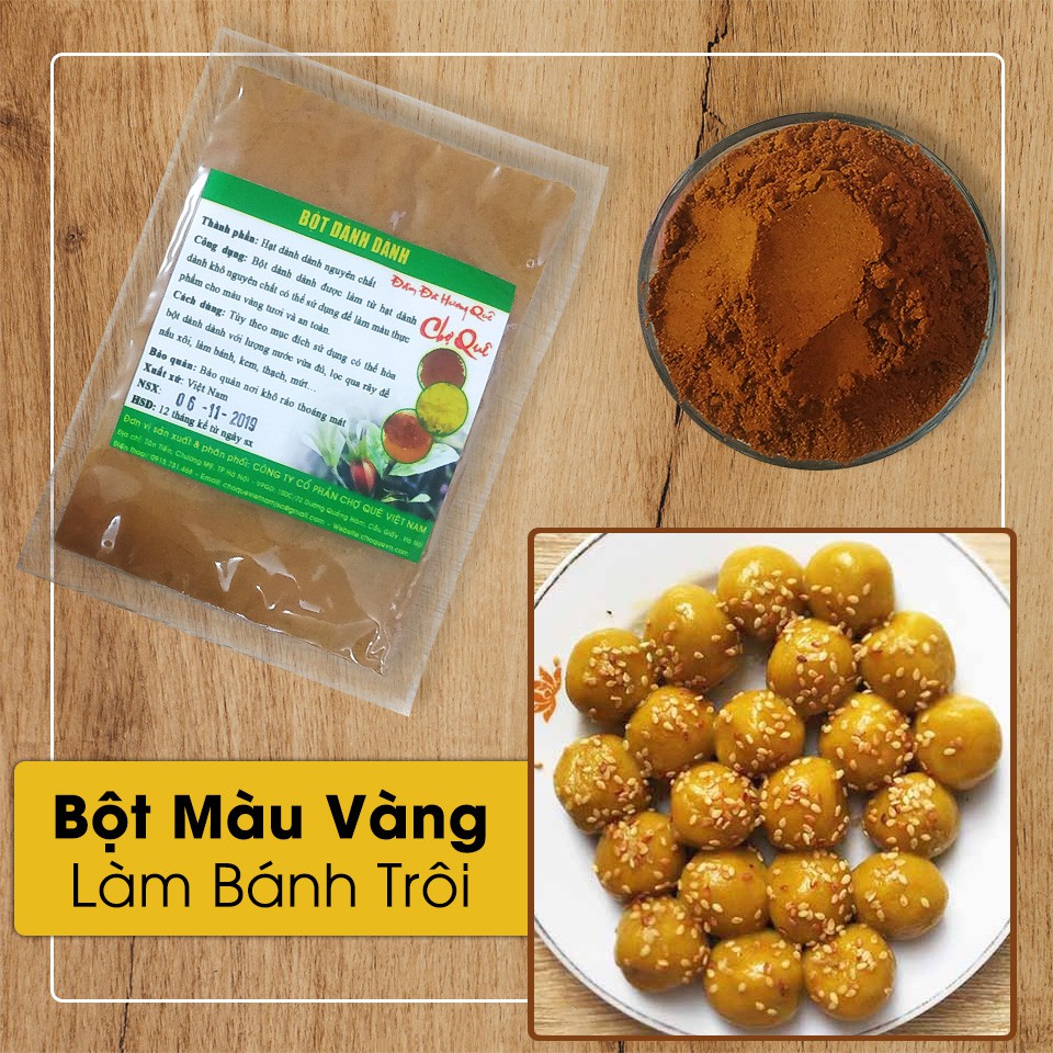 Bột Dành Dành 100g Tạo Màu Vàng Bánh Trôi nguyên chất 100% từ quả dành dành dùng tạo màu thực phẩm bánh kẹo, xôi, thạch,