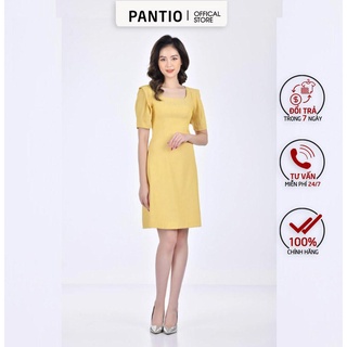 Fdc52933 - đầm công sở ngắn tay cổ vuông kiểu dáng basic - pantio