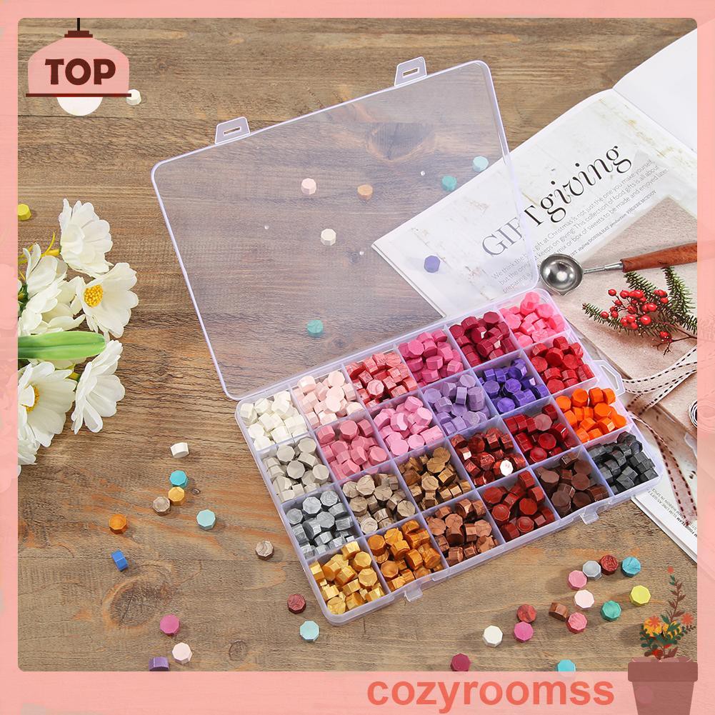 Sáp 1 Box Vintage DIY Octagonal Sealing Wax Tablet Seal Stamp Wax Pill Beads