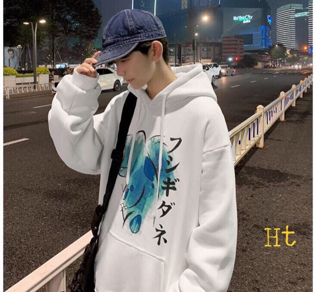 Áo hoodie nỉ bông pokemon ếch xanh chữ Nhật