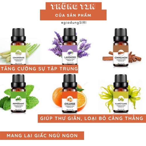 DEAL SỐC Tinh dầu nguyên chất nhập khẩu thơm phòng , treo xe, đuổi muỗi hiệu quả