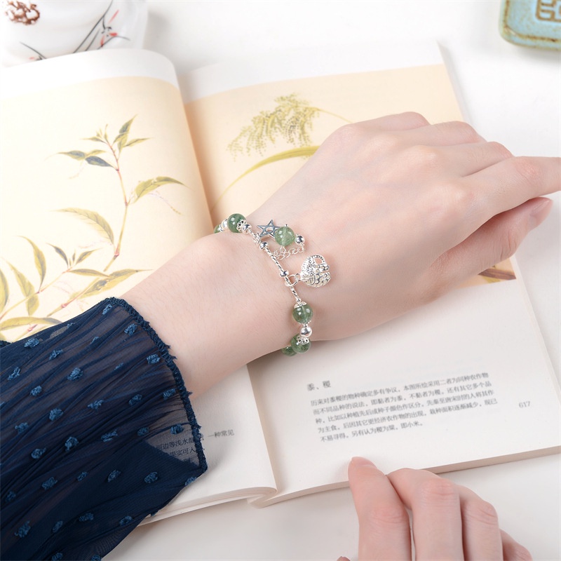 Phấn Bột Mori Series Màu Xanh Lá Cây Tươi Mới Với Chất Lượng Bạc 5☆Vòng Đeo Tay Mặt Tròn Thời Trang Dành Cho Nữ