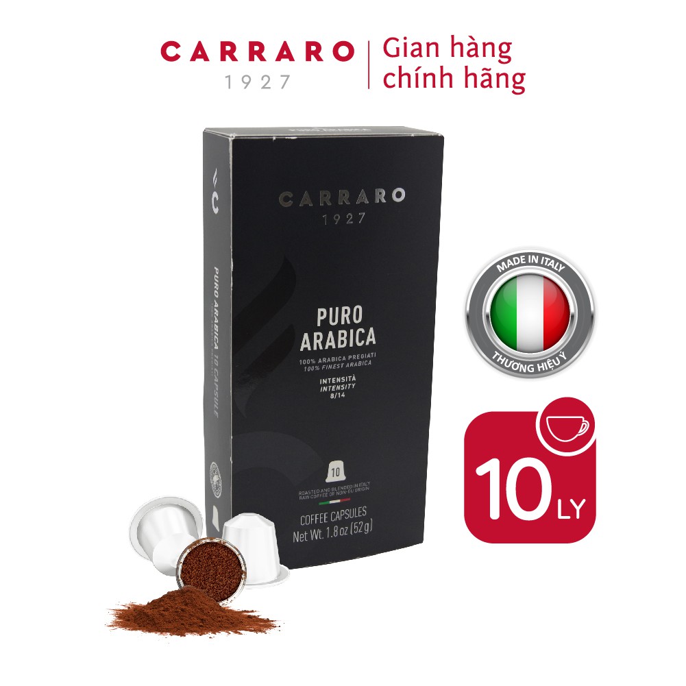Cà phê viên nén Carraro Puro Arabica - Nhập khẩu từ Ý - Tương thích với máy capsule Nespresso | BigBuy360 - bigbuy360.vn