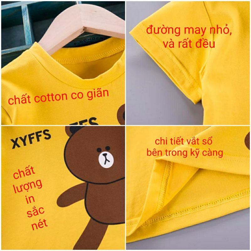 Áo Thun Cho Bé 8-18kg Chất Cotton 💥Áo Phông Trẻ Em Hình Gấu Cho Cả Bé Trai Bé Gái 💥Quần Áo Trẻ Em Hè 2021-3