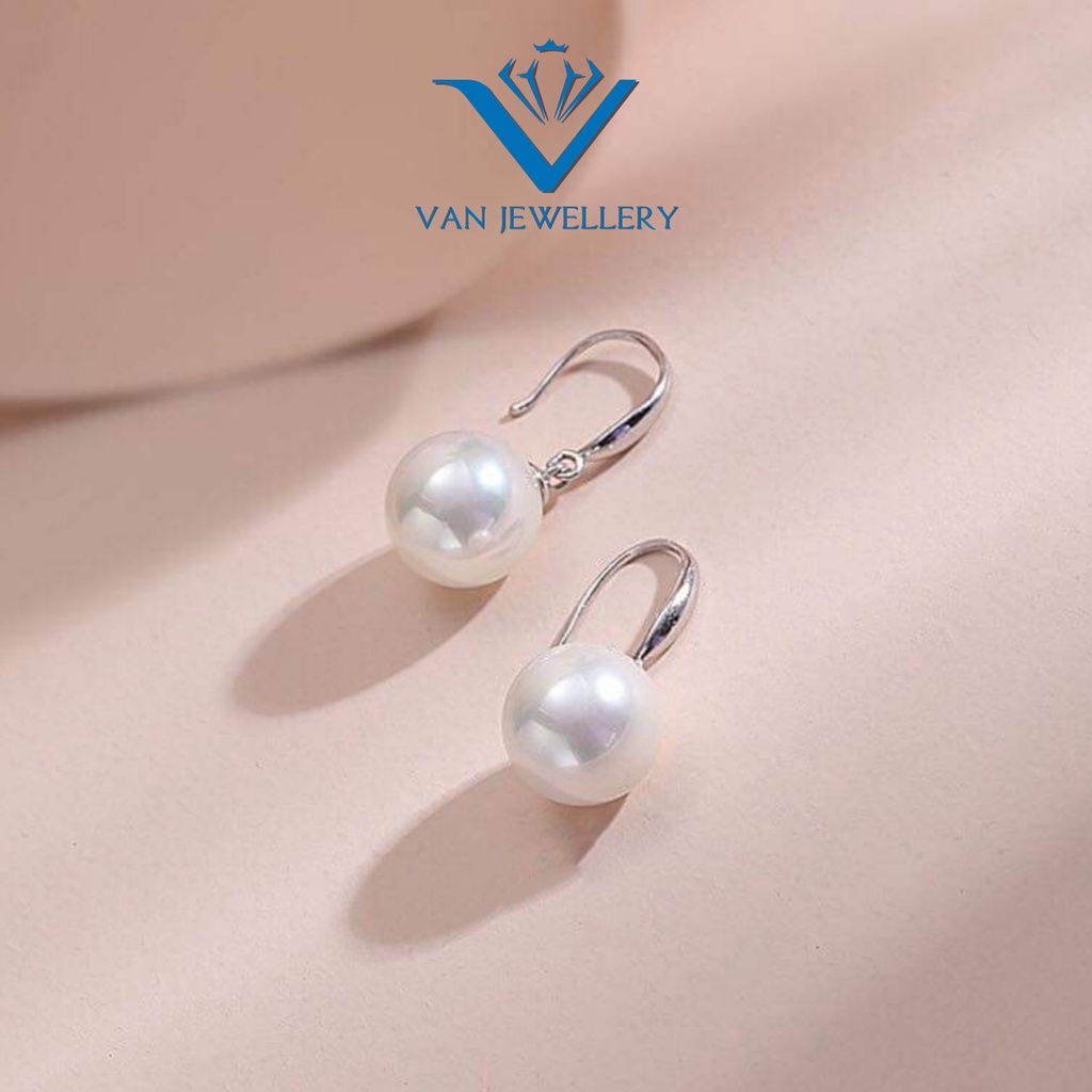 Khuyên tai bạc khuyên móc Ngọc Trai nhân tạo