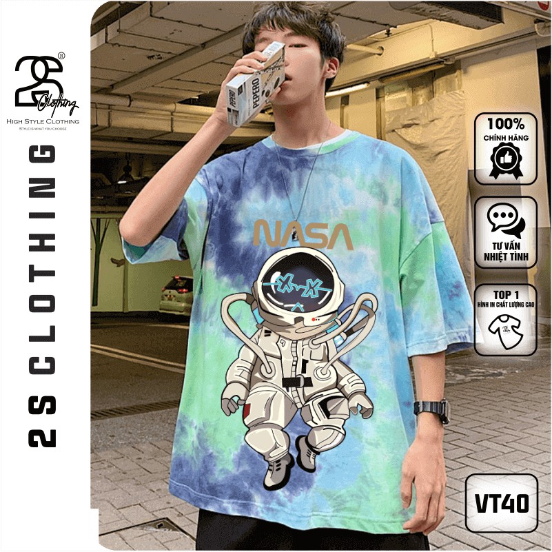 Áo Thun Nam Cổ Tròn Form Rộng Streetwear 2s Clothing Áo Phông Unisex Basic Cotton Oversize Giá Rẻ In Phi Hành Gia TV40