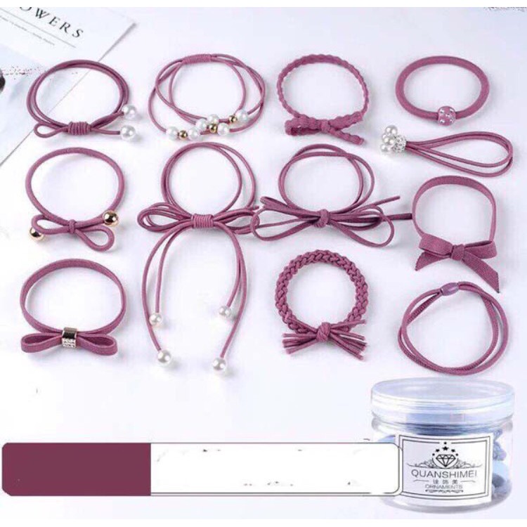 (BUỘC TÓC HÓT) hỘP 12 CHIẾC CHUN BUỘC TÓC SIÊU ĐẸP