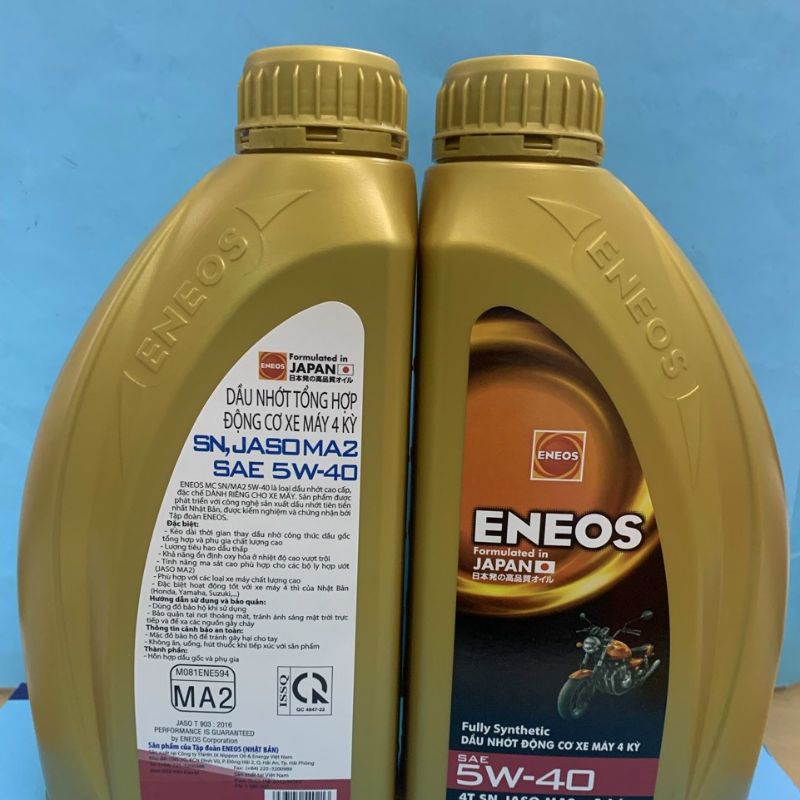 ENEOS SN/MA2 5W-40 1L TÂN VƯƠNG 5w40 Fully Synthetic, dầu nhớt tổng hợp toàn phần xe số xe côn tay 1 lít 1 L SAE 5w40 GP