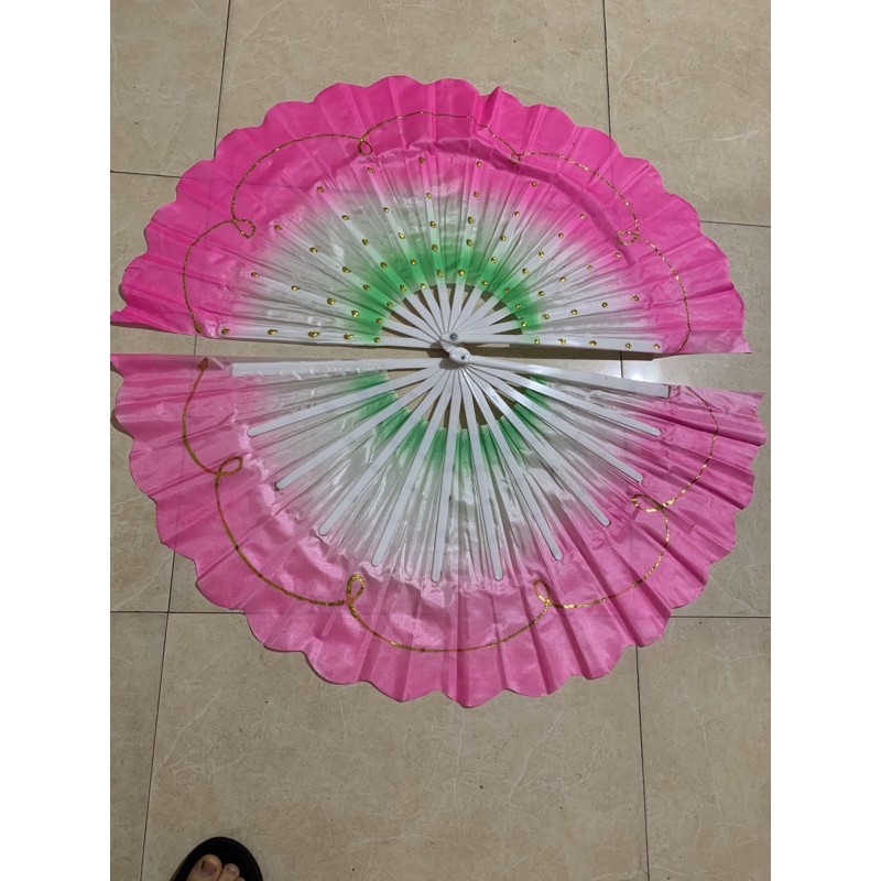 [FREESHIP] 65k 1 đôi quạt múa nan nhựa phun kim tuyến, pha màu, siêu lụa, siêu bền. dài rộng 48cm  giá rẻ