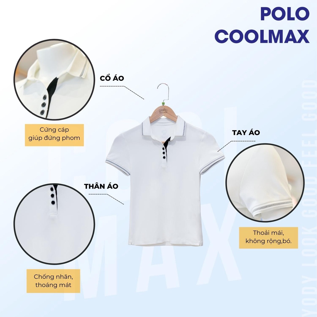Áo thun Polo Nữ YODY có cổ tay ngắn chất liệu cotton Coolmax Lacoste thoáng mát mềm mịn APN3516