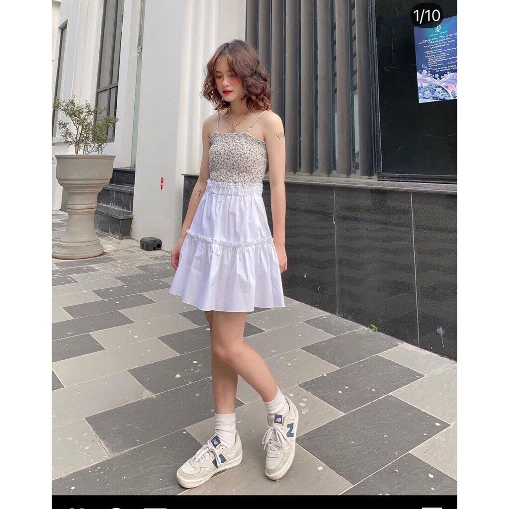 Chân váy chữ A, Chân váy xòe ngắn 2 tầng vải voan nhún bèo phong cách ulzzang 2 lớp | BigBuy360 - bigbuy360.vn