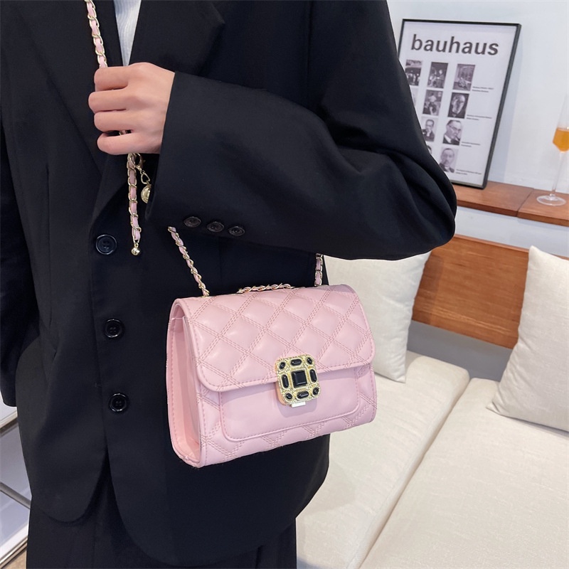 IELGY Túi Đeo Chéo Dáng Vuông Nhỏ Màu Trơn Thời Trang Cho Nữ