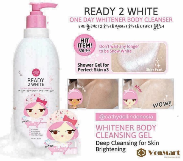 SỮA TẮM TRẮNG DA READY 2 WHITE CATHY DOLL THÁI LAN TEM HỒNG CHÍNH HÃNG