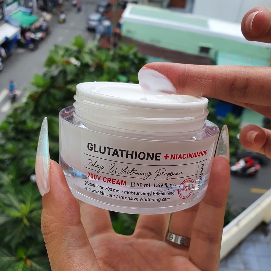 Kem Giảm Thâm Nám Dưỡng Trắng Angel's Liquid Glutathione + Niacinamide 7Day Whitening Program 700 V-Cream 50ml (deal 0đ)